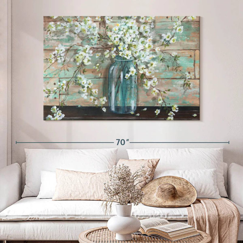 Harnek Blossoms In Mason Jar, 34" H x 51" W