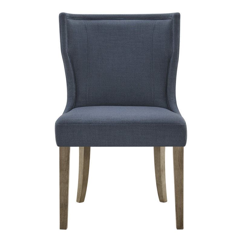 Chaise de salle à manger rembourrée H 19,69 po avec pieds en bois massif Bontrager, Indigo Effie