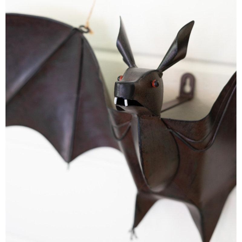  Décoration de chauve-souris en métal peint 10 po H