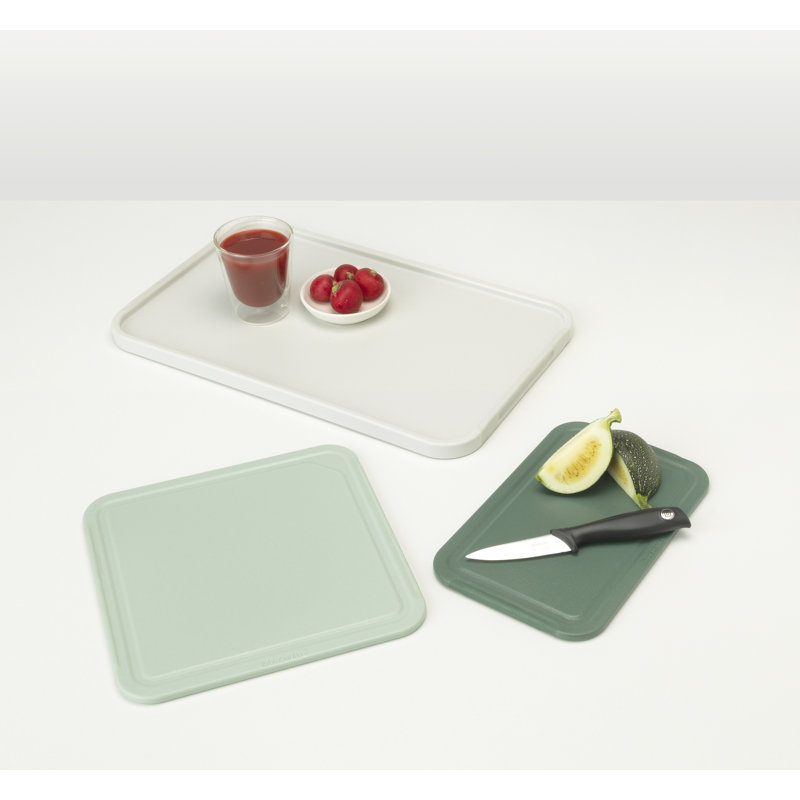 Green and Light Green Plastic Rectangular Cutting Board Set