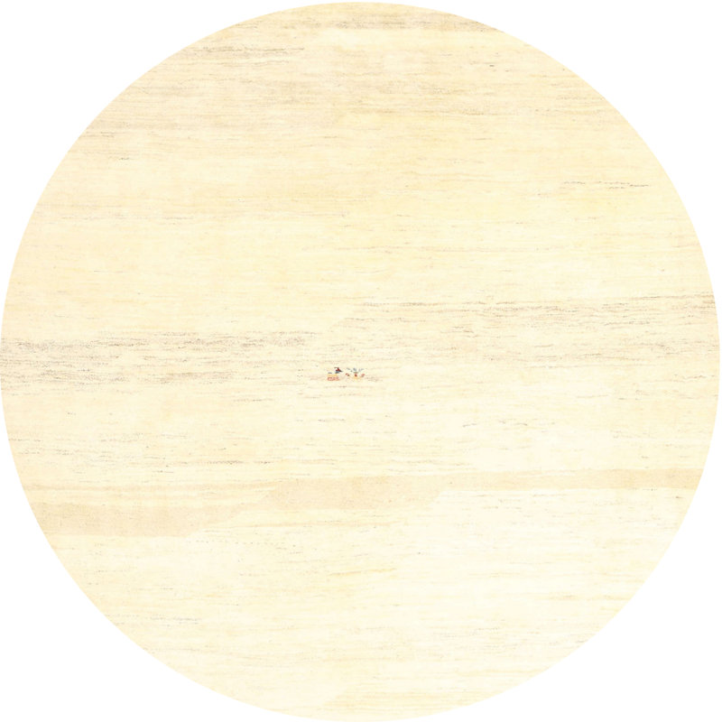 Tapis beige à motif abstrait Laege, Rond 4 pi