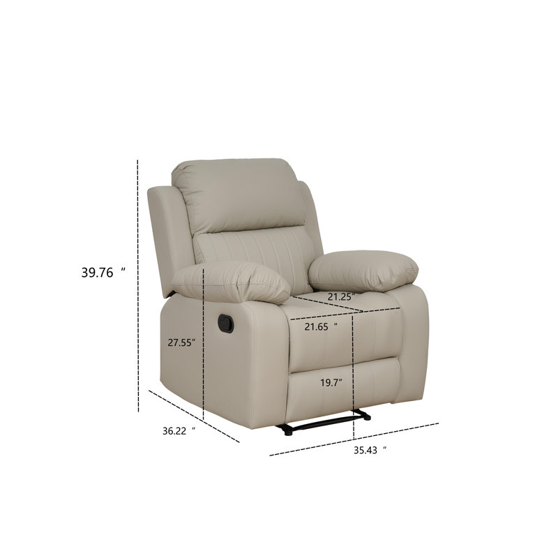 Manual Reclining Faux Leather Armchair Cream, Cream 