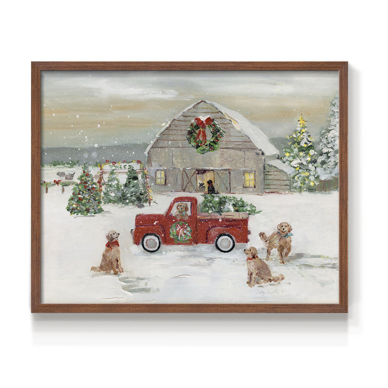Noël à la ferme - reproduction encadrée - réaménageable, Noyer, H 16 po x l 20 po
