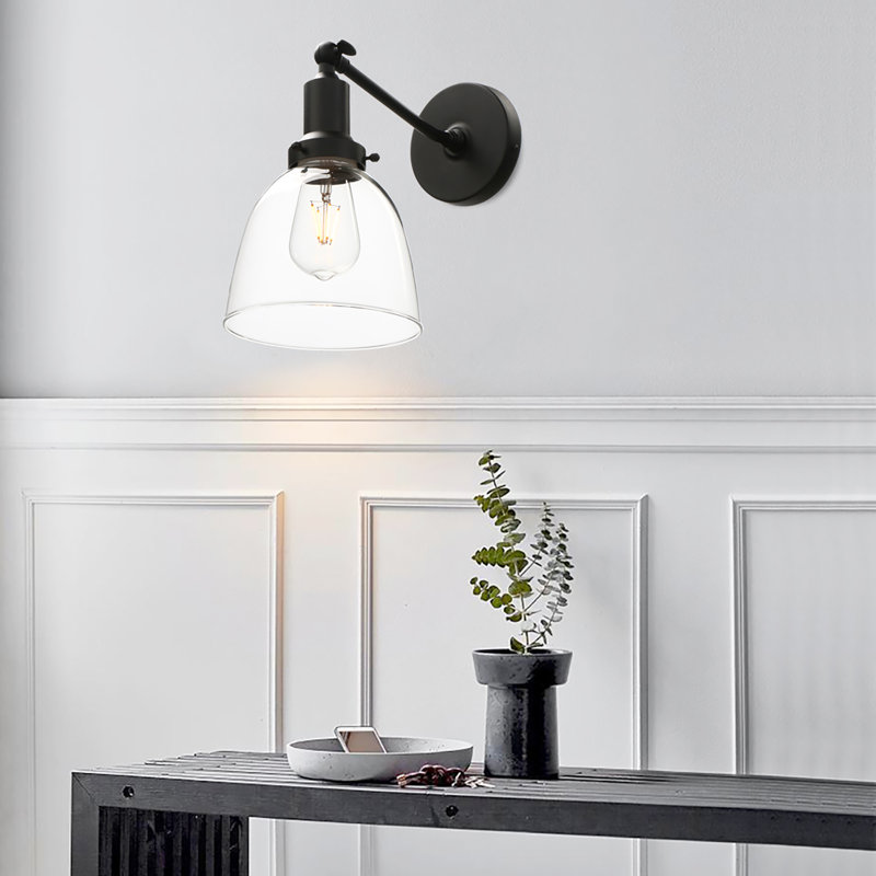 Ina Glass Armed Sconce, Black