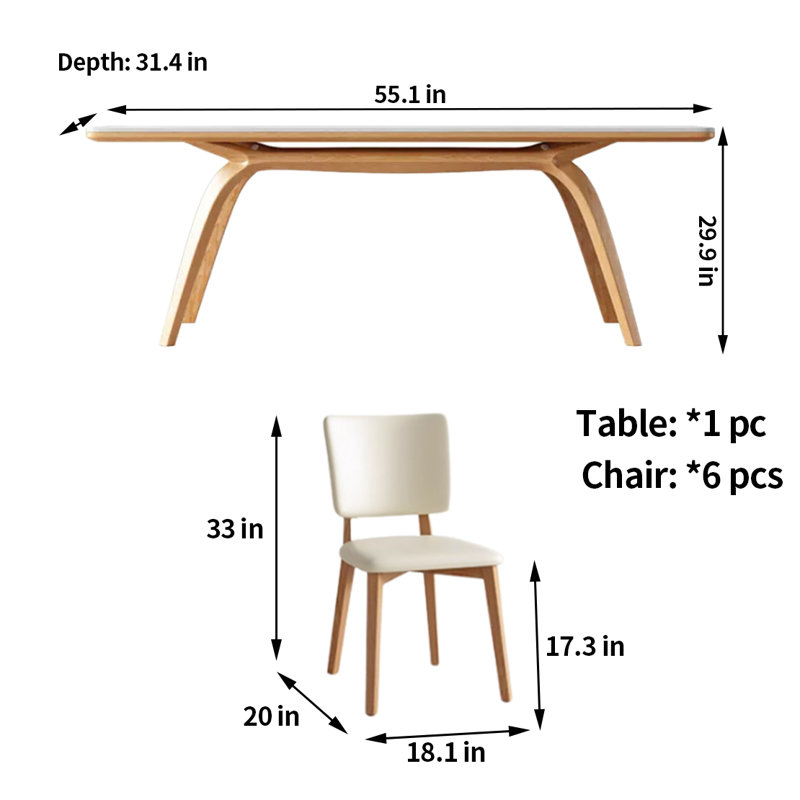 Ensemble de salle à manger New Small, H 29,9 po x L 55,1 po x l 31,4 po