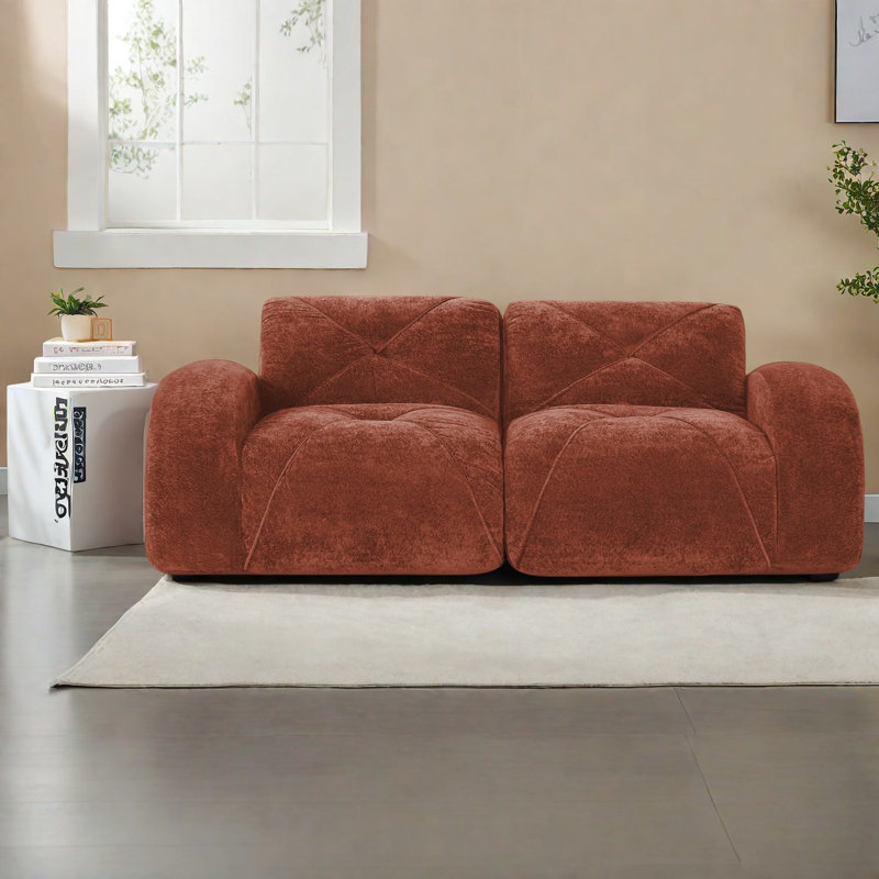 Canapés modernes en velours, brun rouge, ergonomiques, aucun assemblage requis