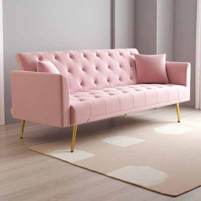 Canapé-lit moderne convertible pliable de 72,87 pouces avec capitonnage, style rétro américain, fabriqué en matériau de velours