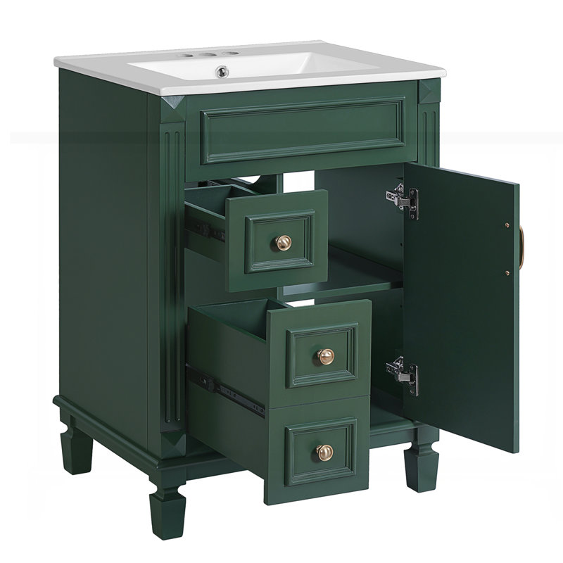 Meuble-lavabo 24 po avec lavabo en céramique, Vert
