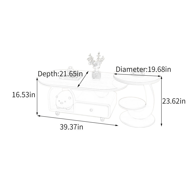 Ine, 16.53" H x 39.37" L x 21.65" W, Brown