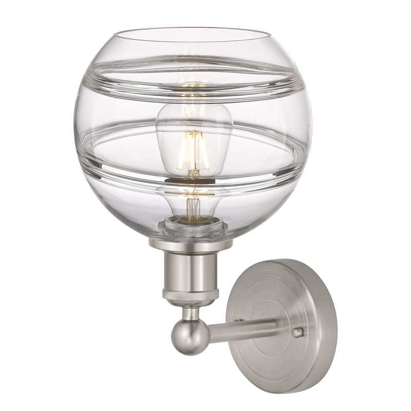 Applique murale 8 lumières Edison Bienes, Transparent, Nickel satiné, H 12,13 po x l 8 po x P 8,5 po