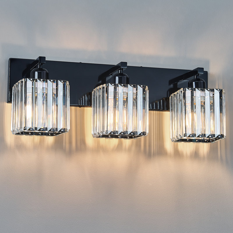 Lanceton Dimmable Vanity Light, 3 Lights, Plated Black