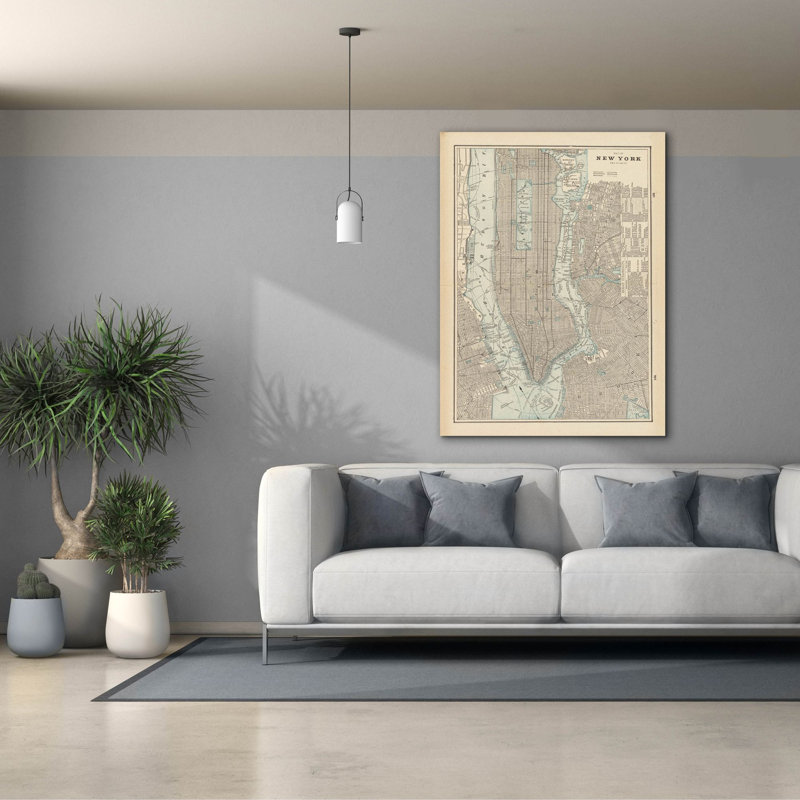  «New York City Map» par Wild Apple Portfolio, art mural sur toile, 40 po x 54 po, H 54 po x l 40 po