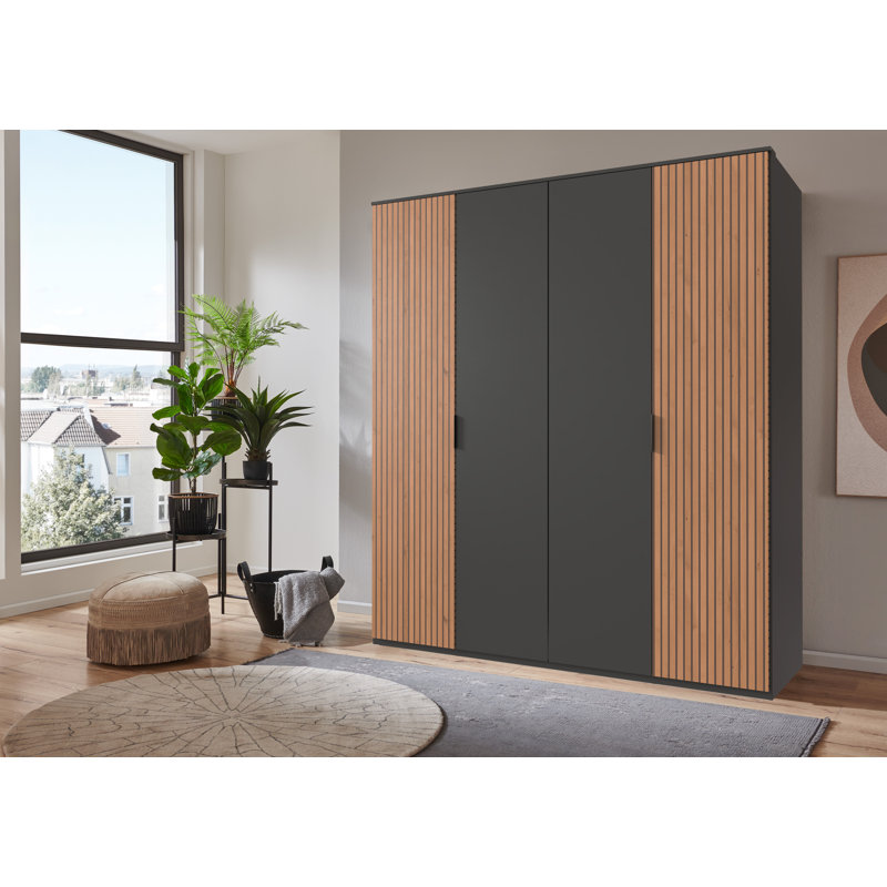 Nakeena 4 Door Manufactured Wood Wardrobe, Wood/Black