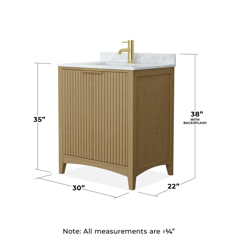 Palmilla 30" Freestanding Single Bathroom Vanity with Marble Top, Beige, Brushed Gold