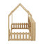 Lit simple avec lumière DEL, lit maison en bois avec bibliothèque de rangement, lit maison au sol avec garde-corps-826006898