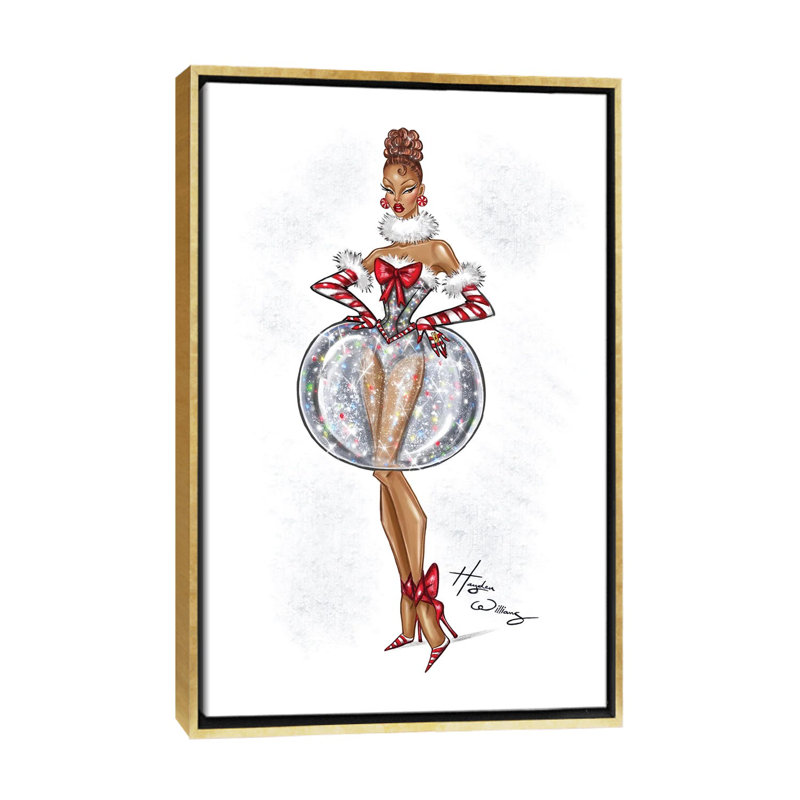 Robe boule à neige - HWI577, H 60 po x l 40 po, Impression sur toile flottante sans passe-partout, Doré