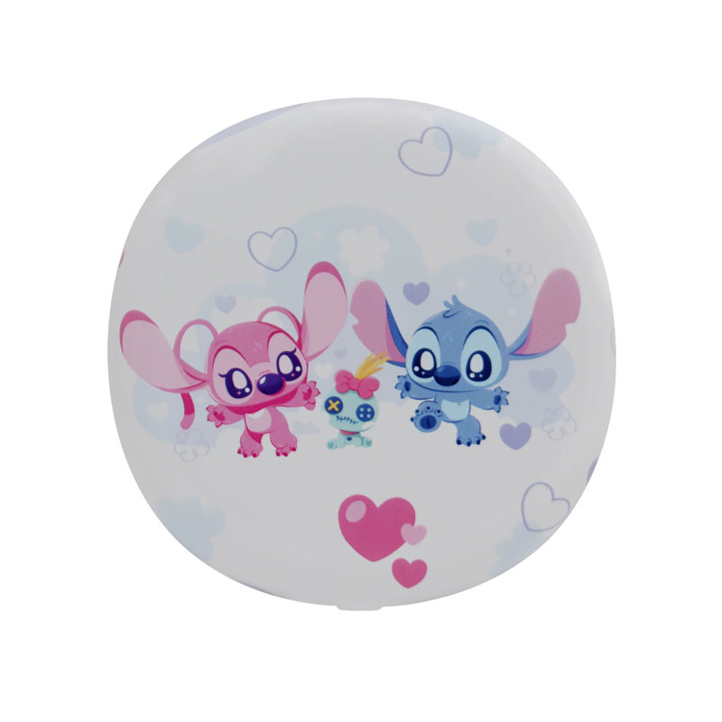 Head In The Clouds Stitch LED Compact Mirror with 3x Magnified Top Mirror, Stitch Artwork Small Round Mirror with LED Lighting