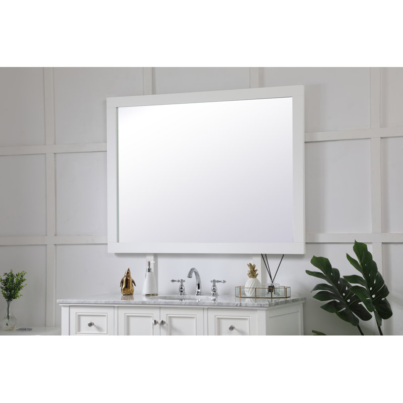 Miroir de salle de bain moderne et contemporain Metcalfe, 36 po x 48 po, Blanc