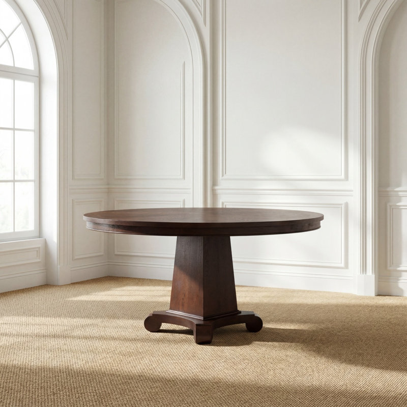 Round Dining Table, White, Natural Wood