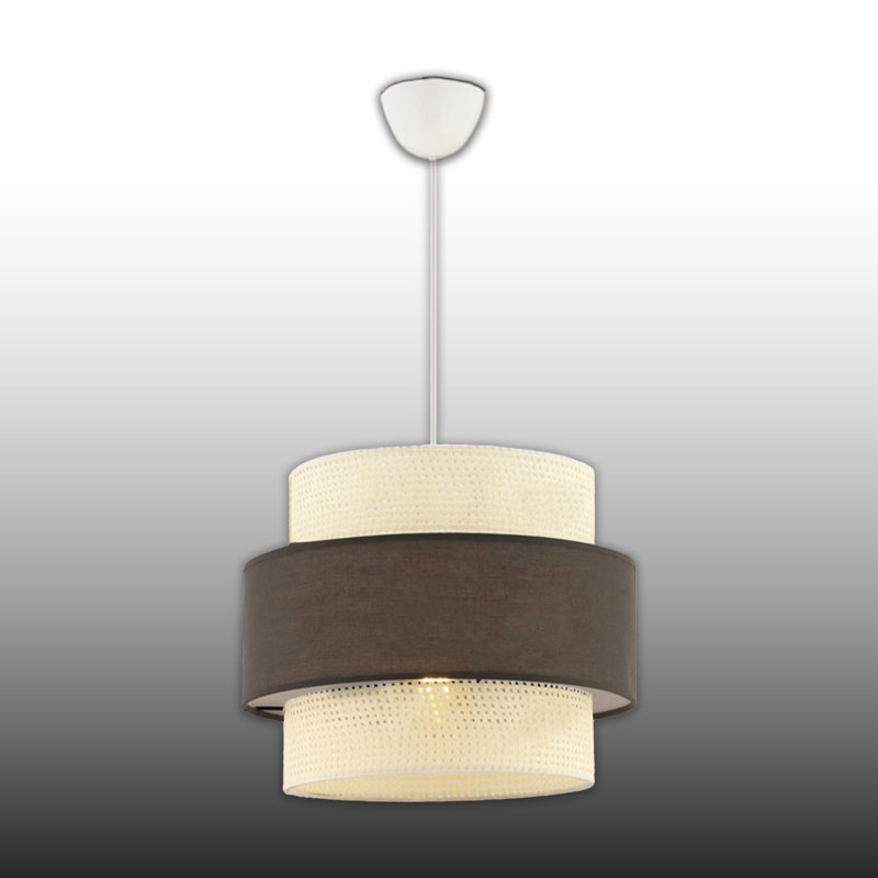 Lustre cylindrique en métal 1 lumière, Blanc, Blanc / gris anthracite