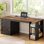 Bureau de ferme 55,1 po avec 3 tiroirs, bureau d'ordinateur avec tiroir classeur et tablettes de rangement