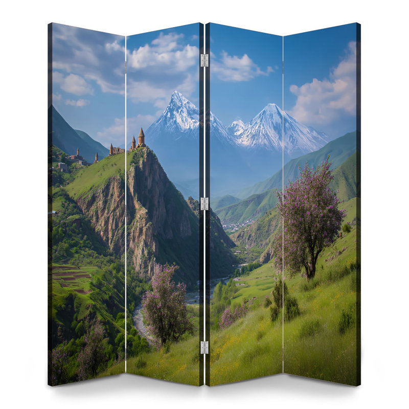 Paravent 4 panneaux pliant Royal Mount Ararat Turquie vu de l'Arménie Caucase Montagnes Toile
