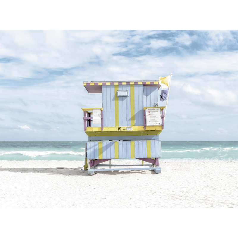 Miami Lifeguard Chair Print by Richard Silver, 24" H x 32" W, Wrapped Canvas