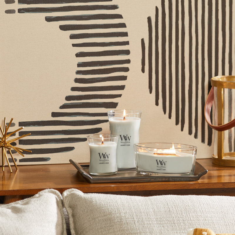 Grande bougie sablier WoodWick® Praline, Blanc