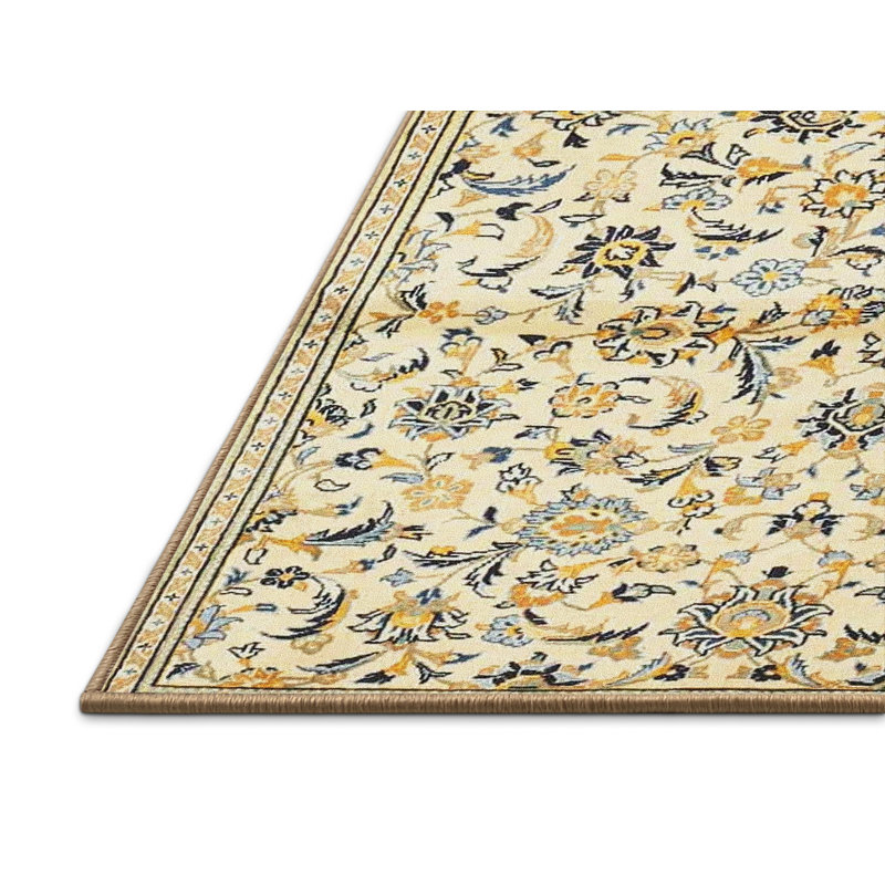 Tapis traditionnel beige / noir Ginsue, Rectangle 2 pi x 5 pi
