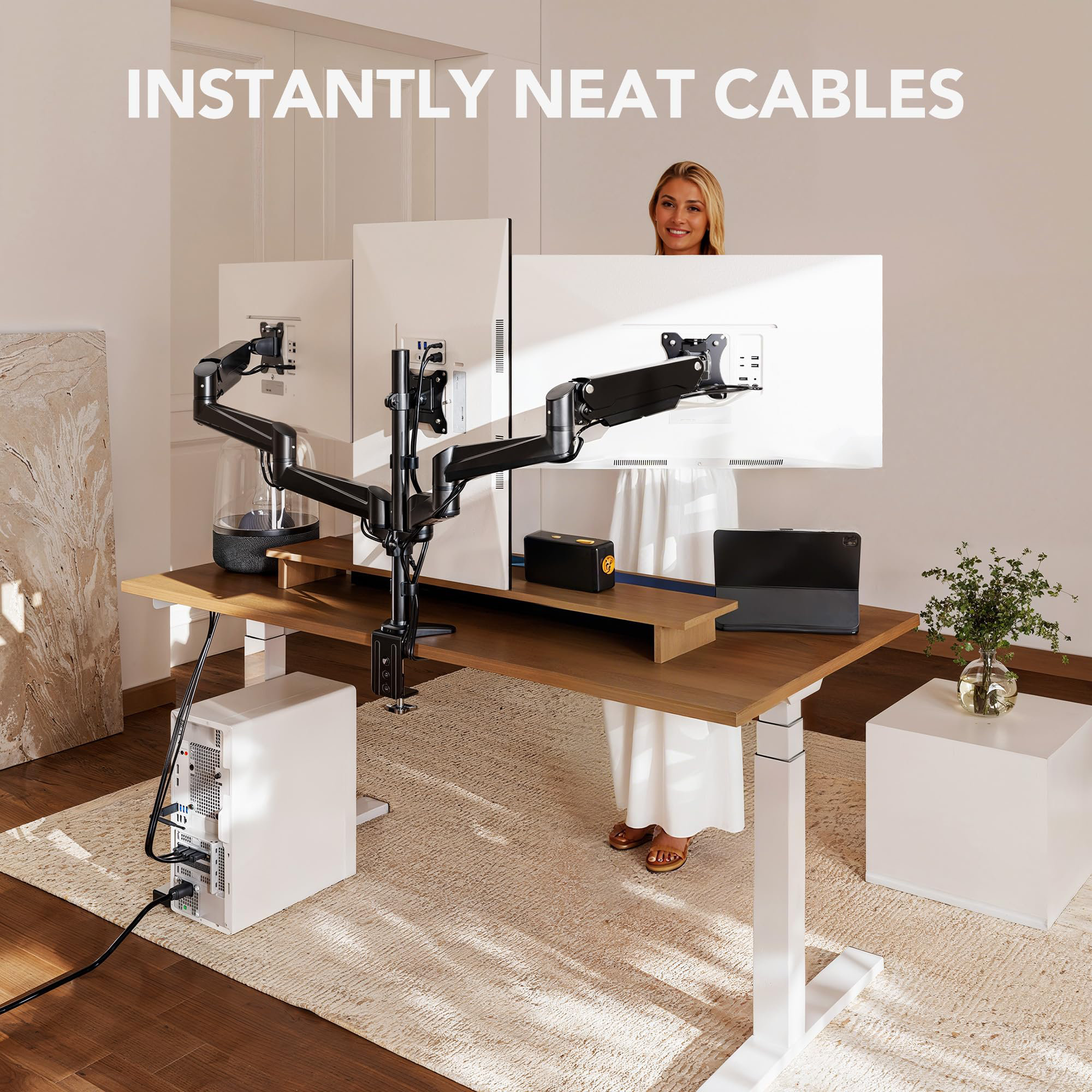 FURNINIXS Triple Monitor Desk Mount – Adjustable Tilt, Swivel & Rotate ...