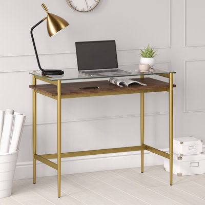 Eaton Glass Top Metal Base Writing Desk