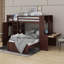 Lit mezzanine simple avec tablettes, bureau et garde-robe-1202505697