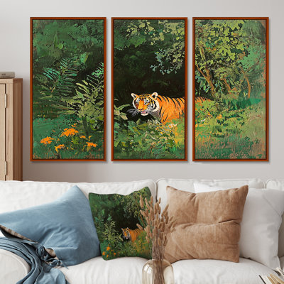 Tiger In The Rainforest II - Tiger Wall Décor Set