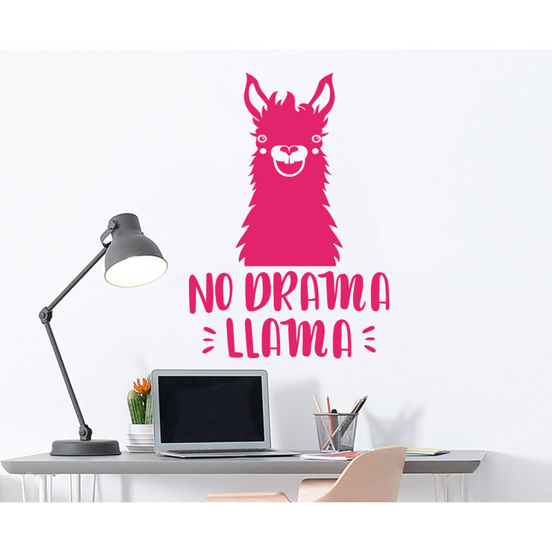 Décalcomanie murale de chambre de bébé llama, Rose vif