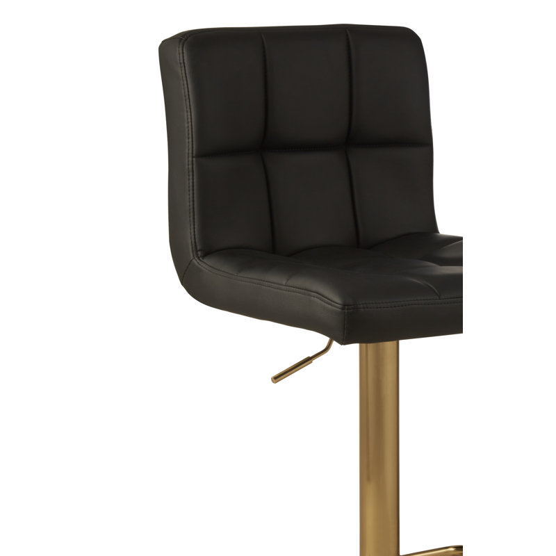 Tricia Swivel Upholstered Adjustable Height Counter Stool with Metal Frame, Black