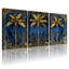 Plantes et fleurs, palmiers dorés sur ensemble de 3 impressions d'art sur toile-2113835673