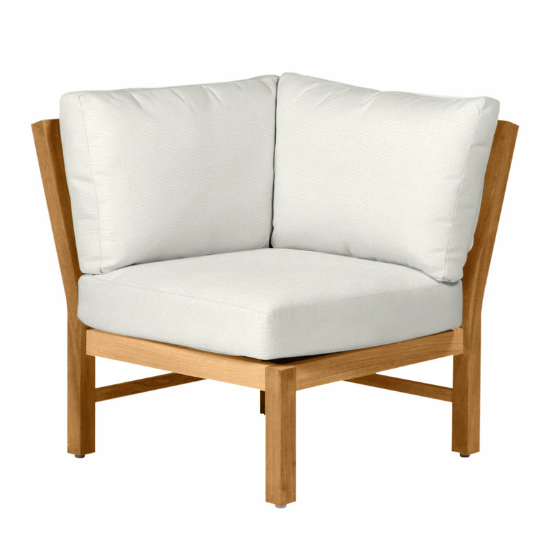 Fauteuil d'angle modulaire Club Teak - Teck naturel, Pas de soudure, Blanc naturel, Teck naturel