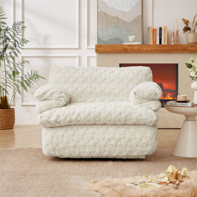 Fauteuil de canapé à compression complète avec pivot, Blanc
