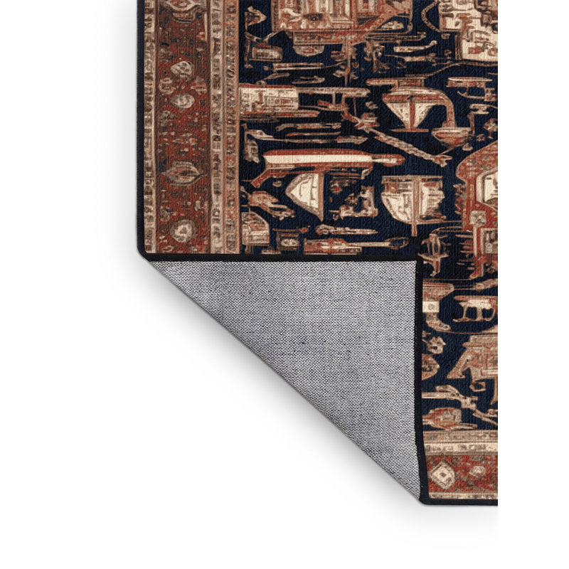 Machine Washable Persian Brown Area Rug, Square 8'