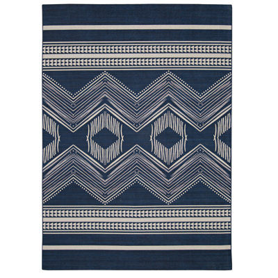 Navy/Grey Indoor/Outdoor Washable Area Rug