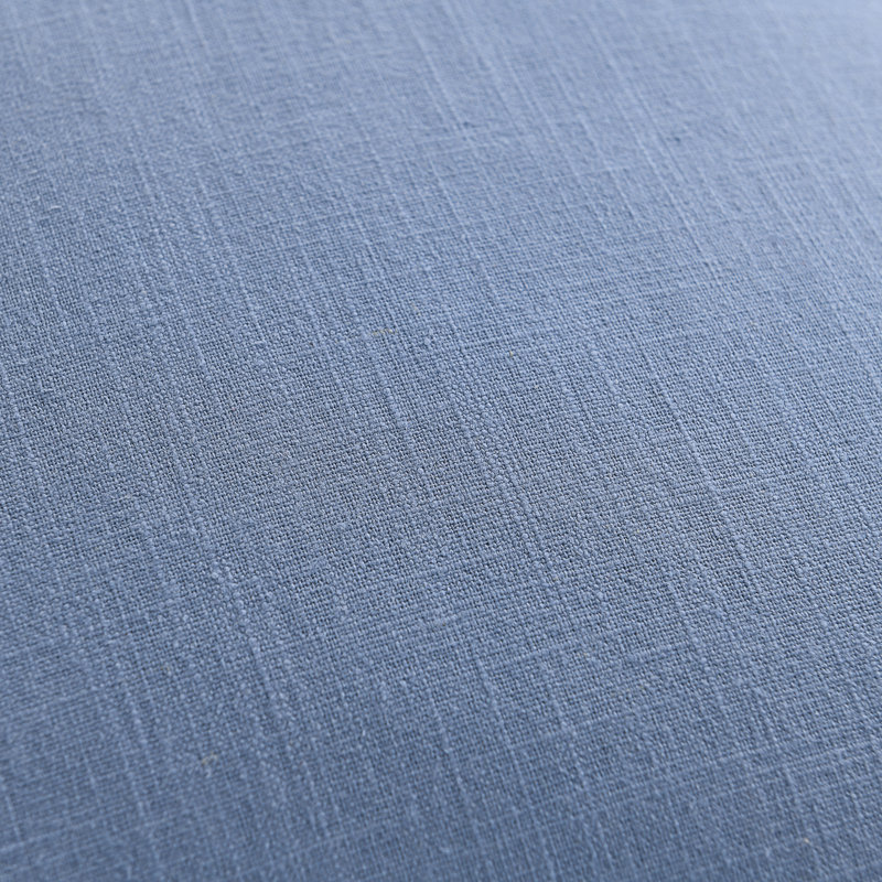 Washed Linen Textured Boho Farmhouse Pillow Cover With Tassels Edge, Square 18", Light Blue