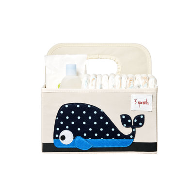 3 Sprouts - Baby Diaper Caddy - Organizer Basket For Nursery - Whale