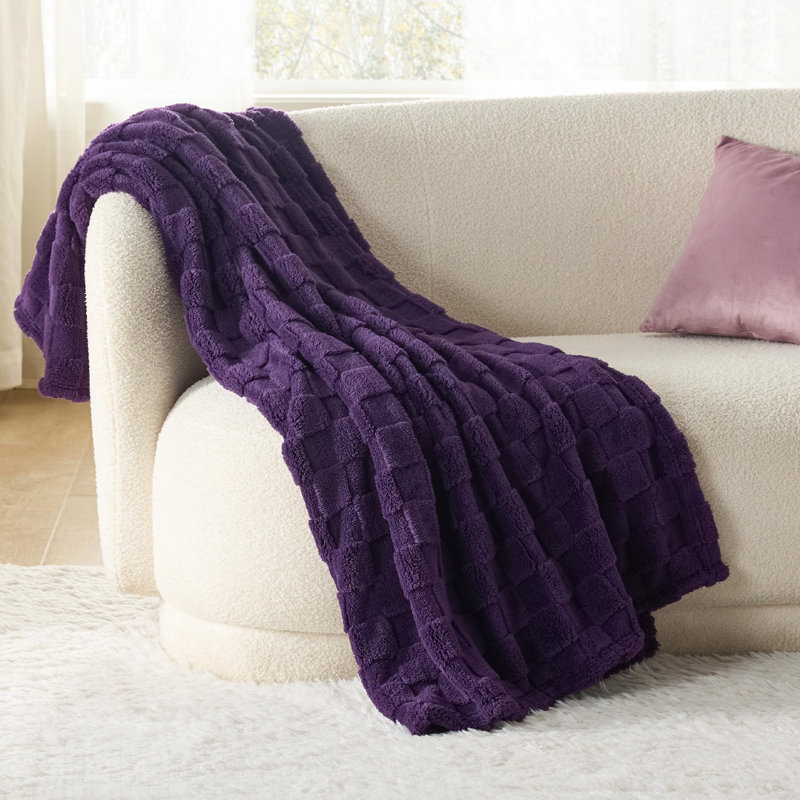 Couverture polaire à carreaux Bedsure, décoration intérieure mignonne, 127 cm × 178 cm, Jeté XL, Mauve