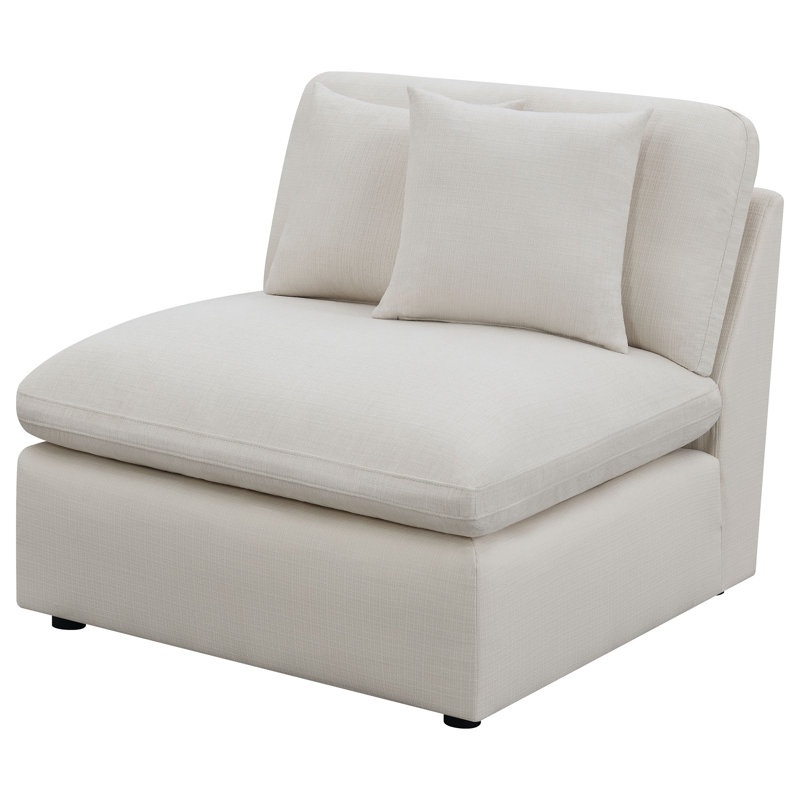 Fauteuil rembourré Jaequan ivoire, Polyester ivoire