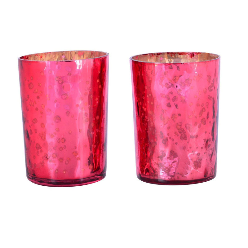 Porte-votive en verre tacheté, Rouge