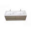 Meuble-lavabo mural de 60 po avec lavabos doubles, armoire de rangement flottante avec comptoir en résine de pierre et tiroirs à fermeture en douceur entièrement assemblés