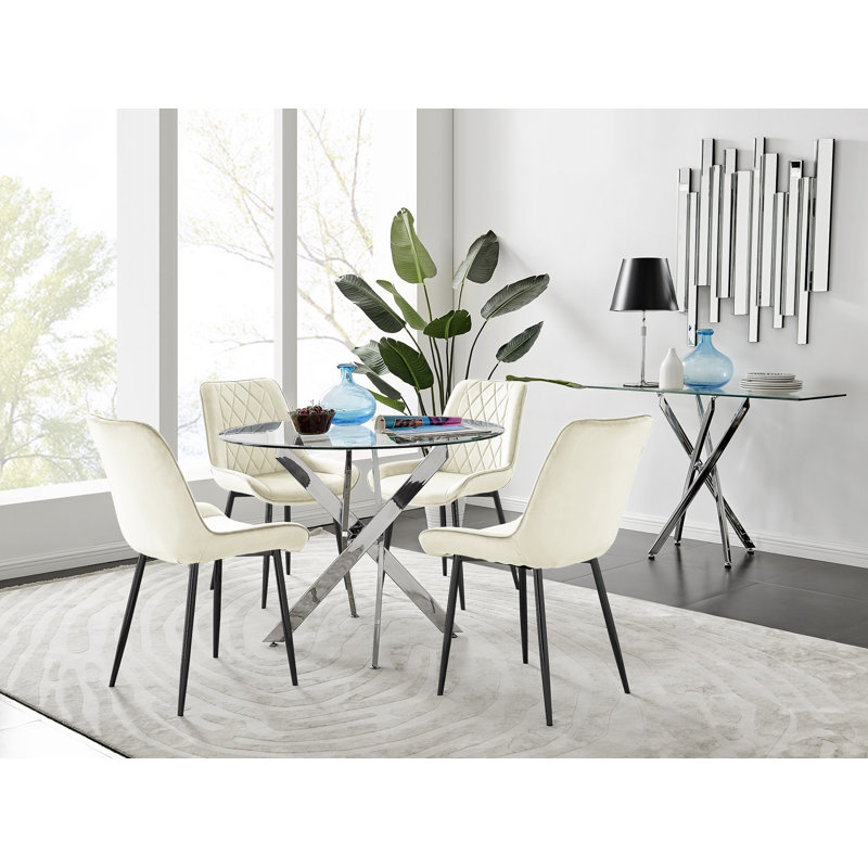 Bernell 4 - Person Dining Set, Cream/Black