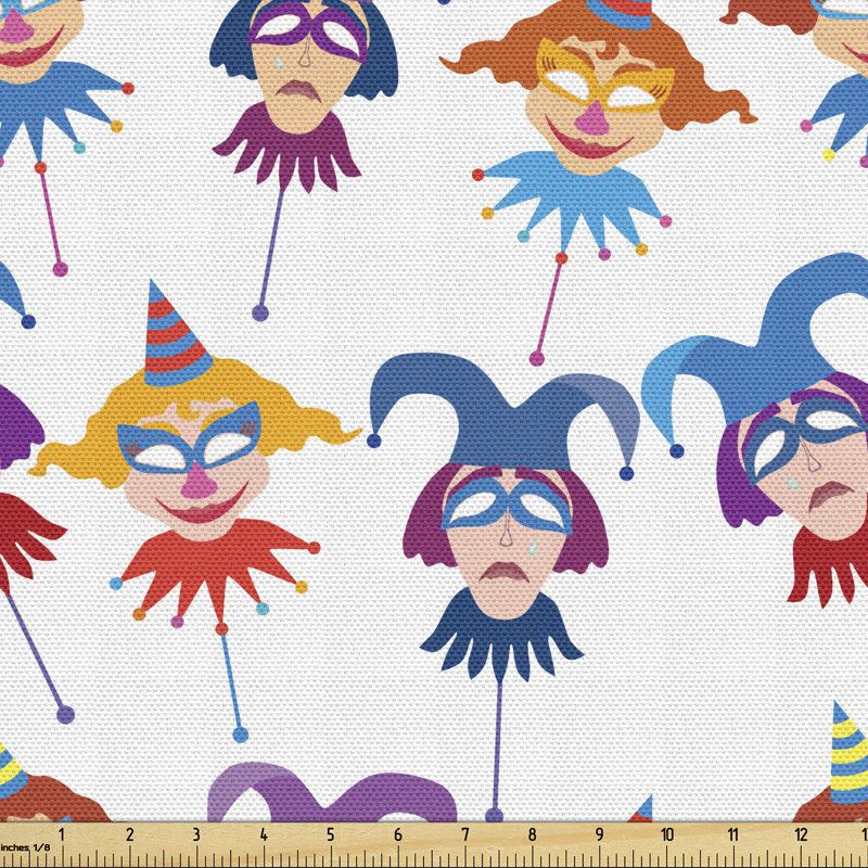 Multicolore, tissu clown à la cour, l 36 po x L 360 po