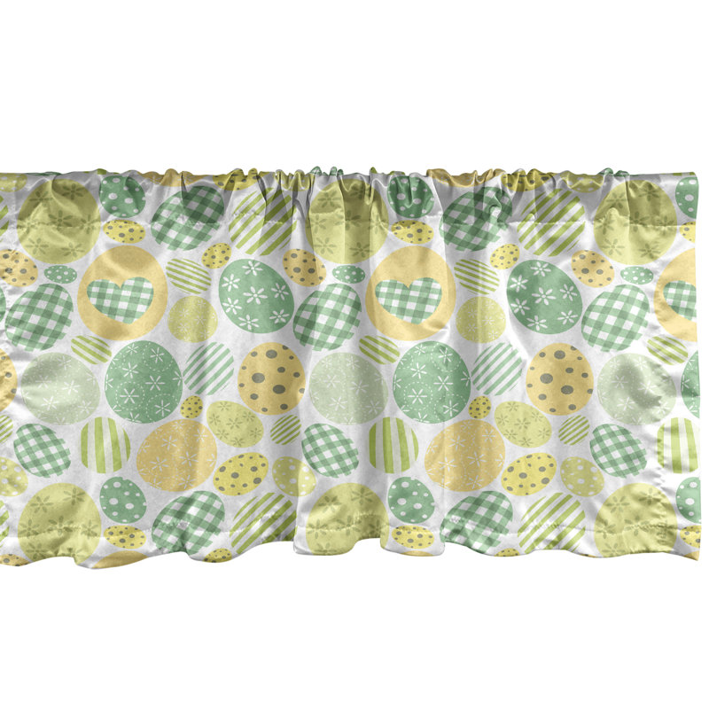Pastel Yellow and White Easter Bunny Satin Valance, 54" x 12"