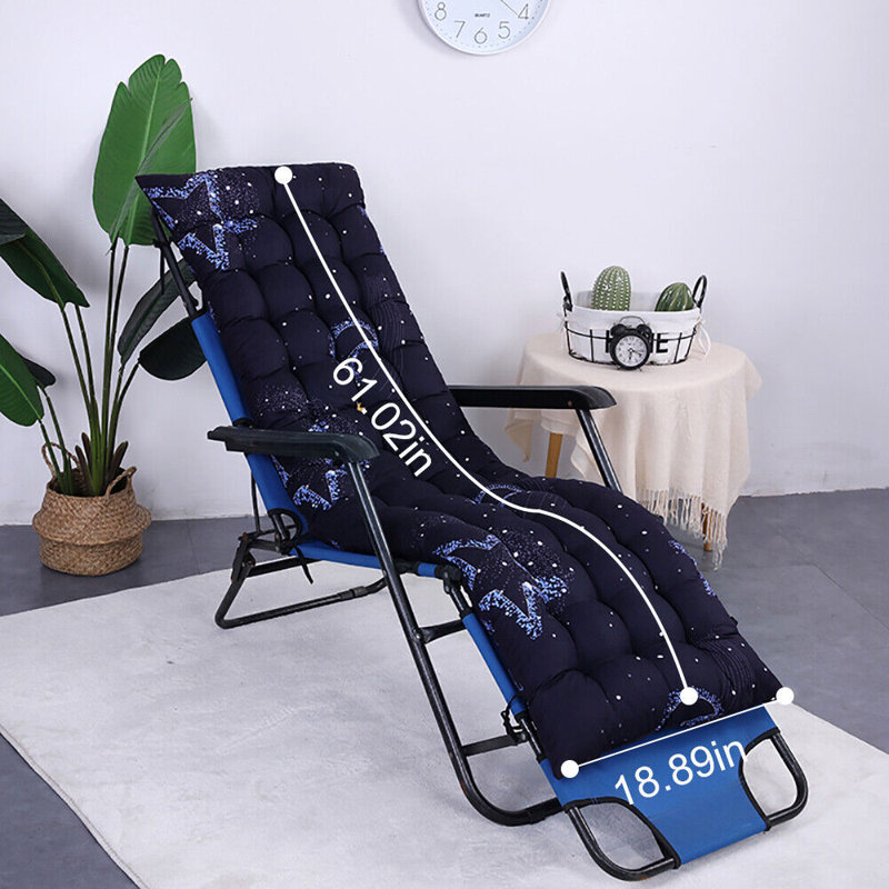 61"X19" Deck Lounge Chair Cushion Soft Seat Patio Cushion Covers Seat Pad Recliner Mat, Abstract, Navy